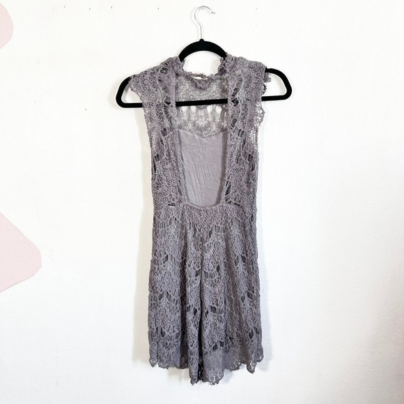 Intimately Free People Daydream Bodycon Lace Open Back Dress Size Gray XS - Picture 2 of 5